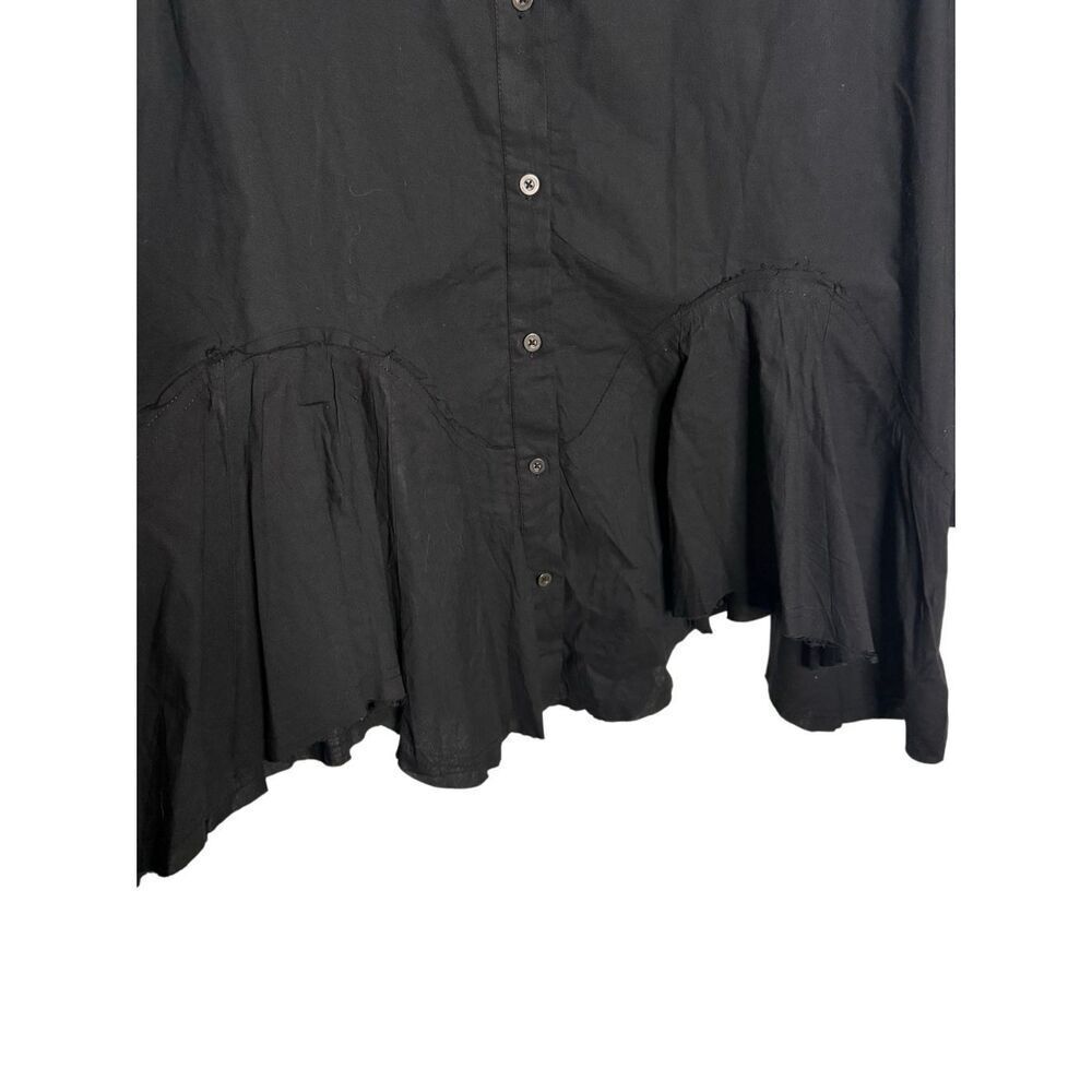 NWT We The Free People Freya Poplin Tunic Blouse Top Black Button Fray - Picture 5 of 6